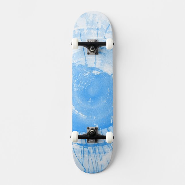 Skate Fundo azul abstrato da aguarela, textura (Frente)