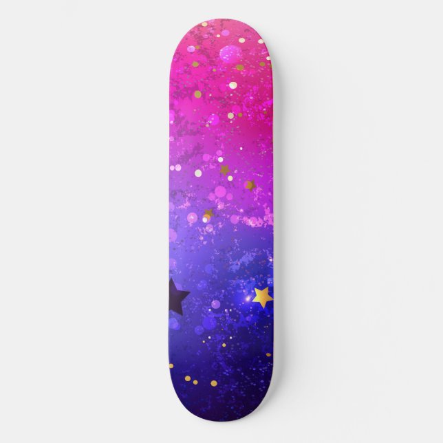 Skate Fundo Azul Cor-de-rosa brilhante (Frente)
