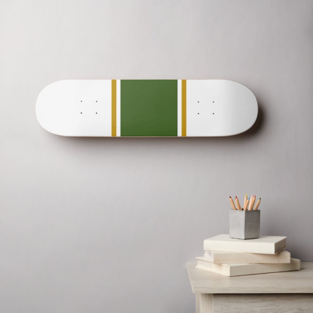 Skate Fundo Branco de faixas verdes castanhas escuras (Arte de parede (Horz))