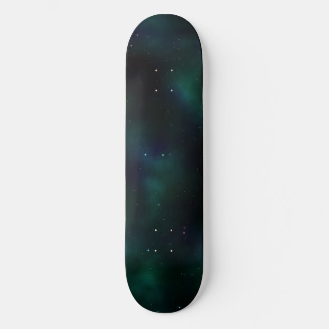 Skate Fundo Celestial da Alienígena Espacial Verde Azul (Frente)