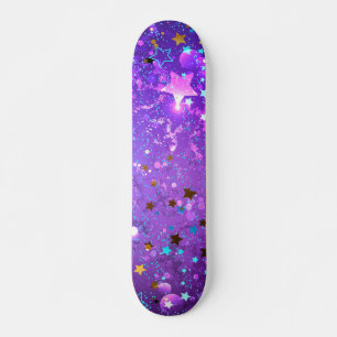 Skate Fundo de folhas roxas com estrelas