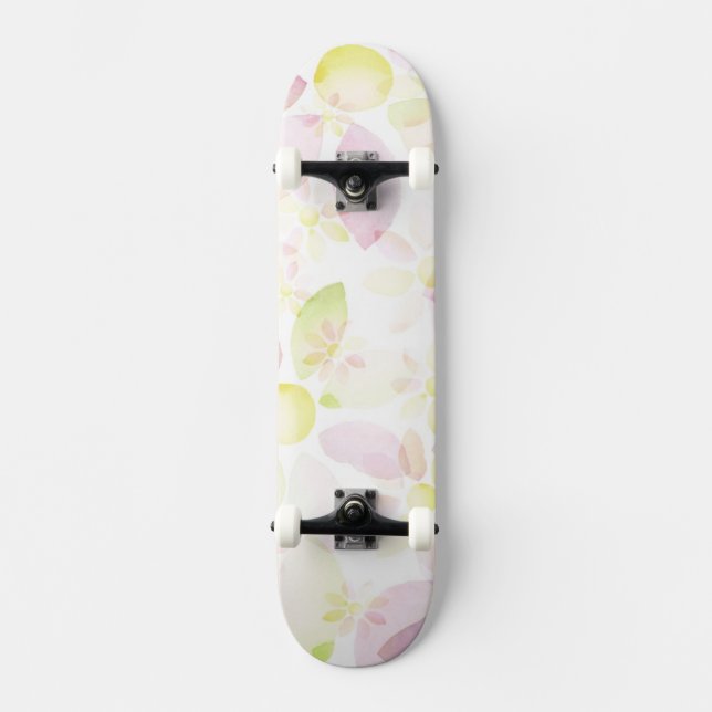 Skate Fundo projetado da flor da aguarela, textura (Frente)