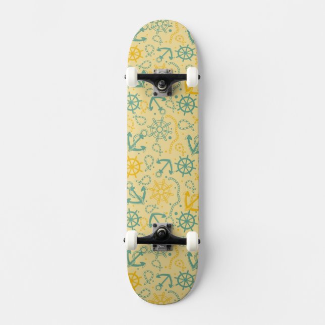 Skate Fundo retro com âncora, cordas (Frente)