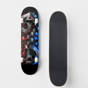 Skate Fusão 3D Vertical Logotipo de Cubo Futurista