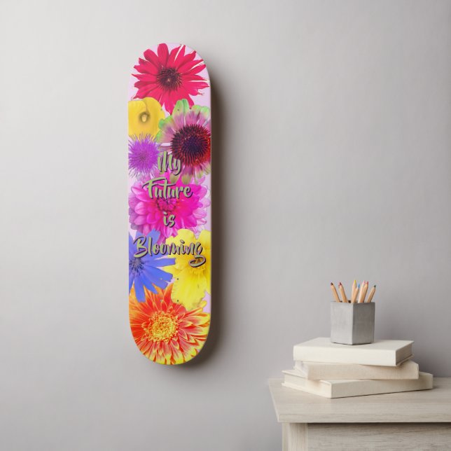 Skate Futuro Florido (Arte de parede)