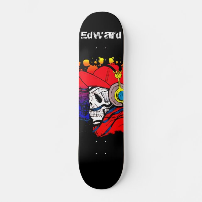 Skate Gamer Skull com Fones de ouvido (Frente)