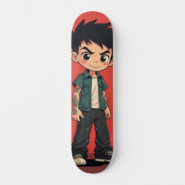 Skate Garçon aux tatouages style cartoon (Frente)
