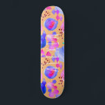 Skate Garota abstrato art aquarela moderna seu nome<br><div class="desc">Quadro de skate de arte abstrato,  roxo e cor-de-rosa,  colorido,  com nome personalizado em um roteiro de tipografia branca,  com letra casual.</div>
