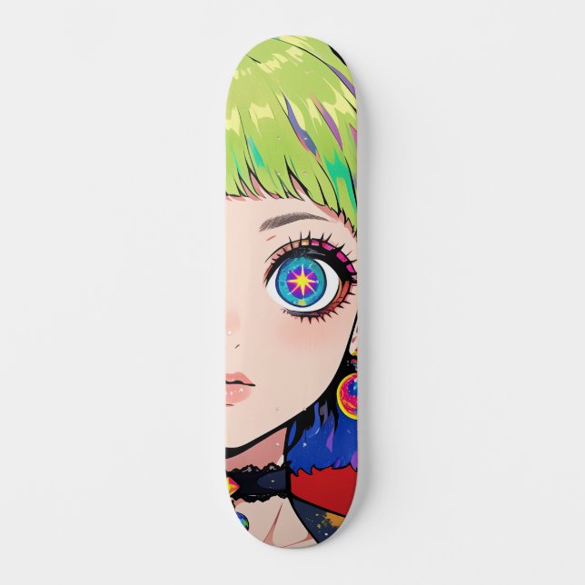 Skate Garota Espacial Glitchcore Com Olhos Estrela (Frente)
