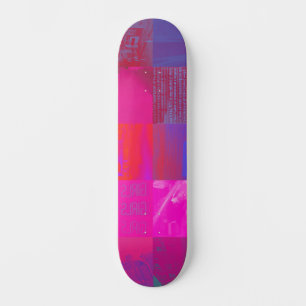 Skate Garotas de Raio-X Arte Glitch Grid Rosa Quente