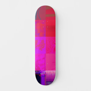 Skate Garotas de Raio-X Arte Glitch Grid Rosa Quente