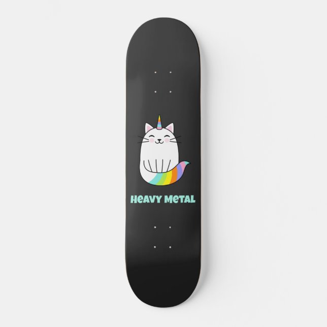 Skate Gato-arco-íris de unicórnio de metal pesado engraç (Frente)