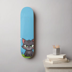 Skate Gato cinza zangado pequeno