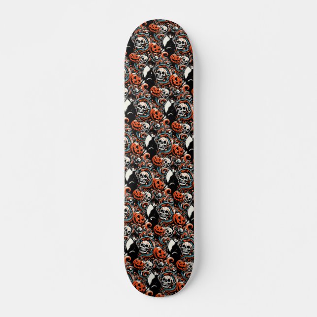 Skate Gato de Halloween com Pumpkins (Frente)
