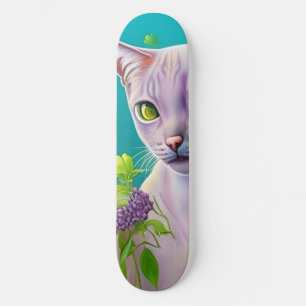 Skate Gato de Lilac Siamese em flores lilás em Teal