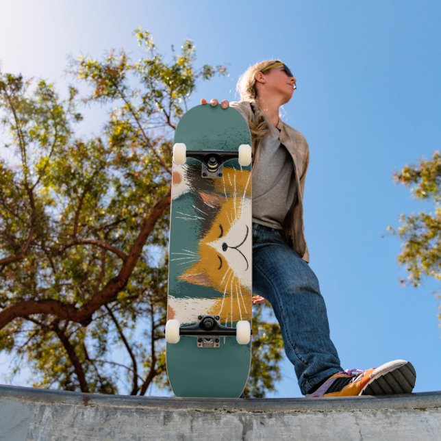 Skate Gato Engraçado Fofo Dormindo (Ao ar livre 1)