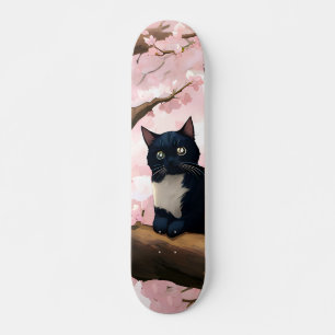 Skate Gato Fofo Em Uma Árvore De Cerejeira