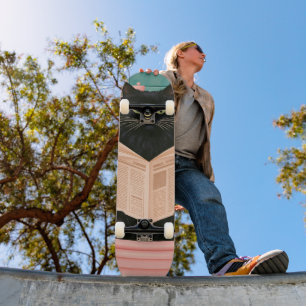 Skate Gato Preto Engraçado no Banheiro