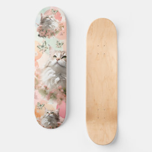 Skate Gatos com Borboletas Rosa e Pastas