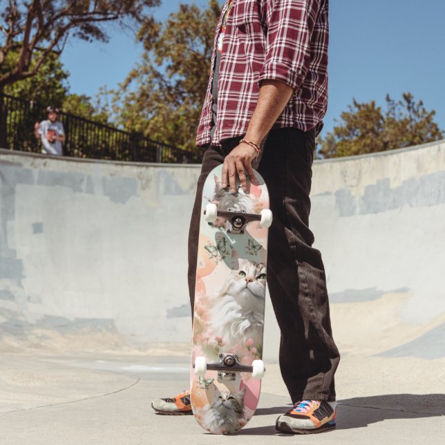 Skate Gatos com Borboletas Rosa e Pastas (Ao ar livre 2)