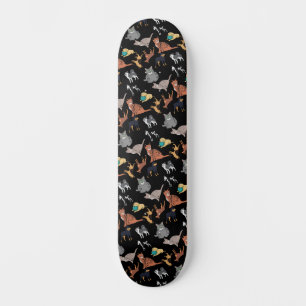 Skate Gatos E Cachorros Padrão Design Em Preto