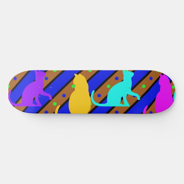 Skate Gatos e polkadots Coloridos (Horz)