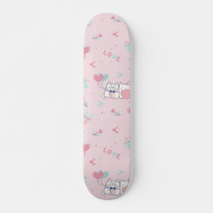 Skate Gatos Kawaii Cute com Corações