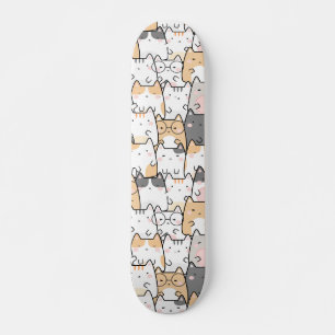 Skate Gatos Kawaii, Cute-Patterno sem-costura