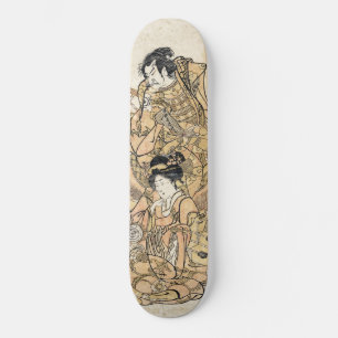 Skate Geisha oriental japonesa e arte samurai ukiyo-e