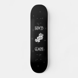 Skate Gemini Gêmeos Símbolo Zodíaco de Prata de Pé