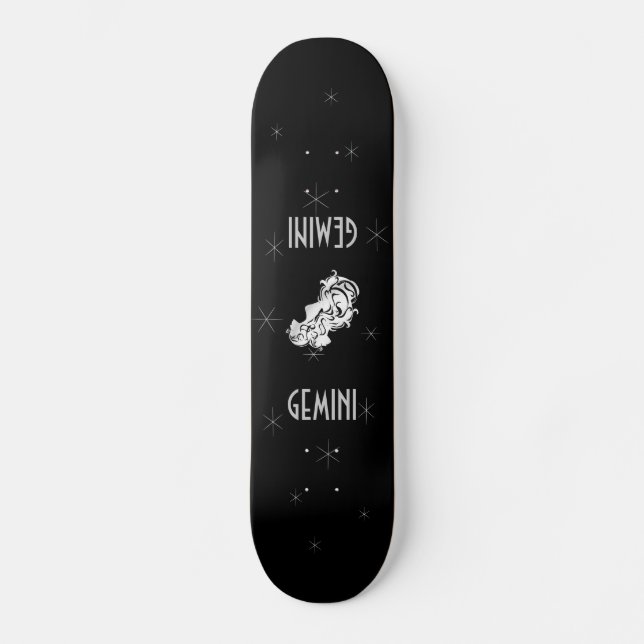 Skate Gemini Gêmeos Símbolo Zodíaco de Prata de Pé (Frente)