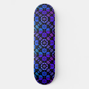 Skate Geométrico Xadrez Hippie Azul Roxo Preto