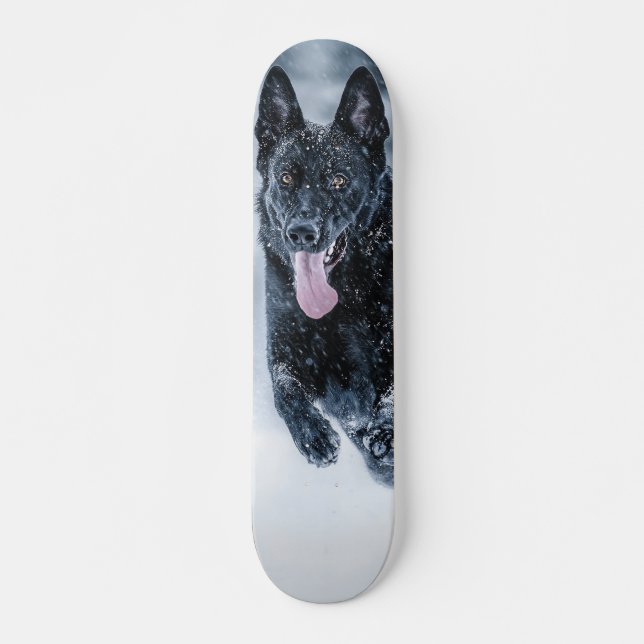 Skate German shepherd preto no Cobrir da escova de neve (Frente)