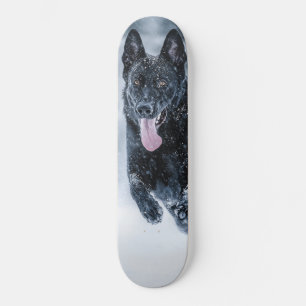Skate German shepherd preto no Cobrir da escova de neve