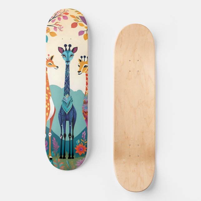 Skate Girafas Cute Trabalho de arte (Frente)