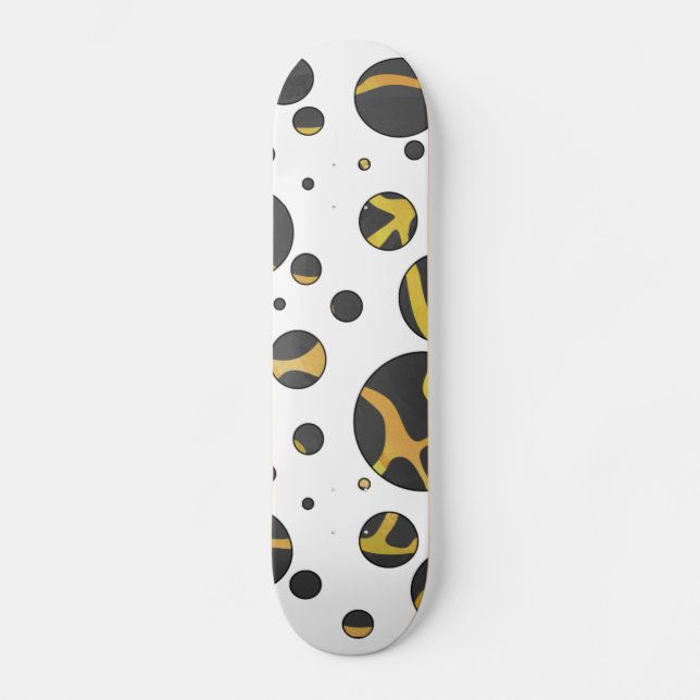 Skate Giraffe Black and Yellow Impressão (Frente)