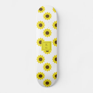 Skate Girassóis Monograma Letra à Mão Floral Chic