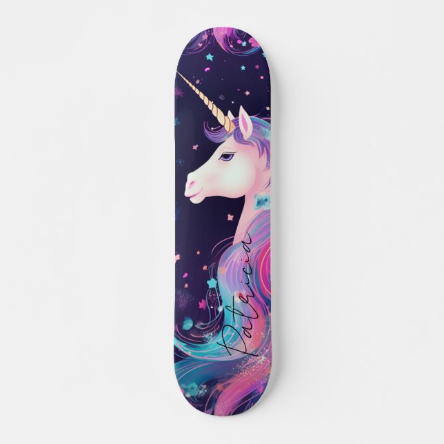 Skate Girly Glitter Unicorn Rainbow Colors (Frente)