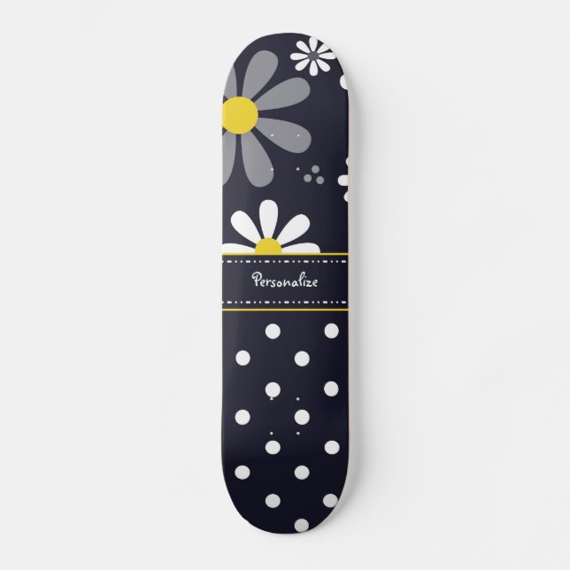 Skate Girly Mod Daisies e Bolinhas com nome (Frente)