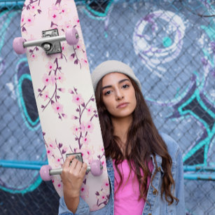 Skate Girly Pink Cherry Blossoms Floral