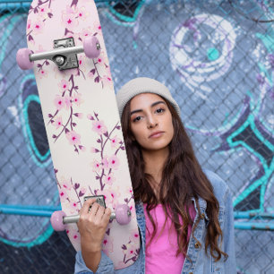 Skate Girly Pink Cherry Blossoms Floral