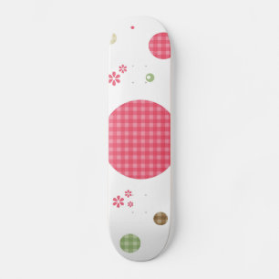Skate Girly Pink Gingham Pattern Circles Cute Daisies