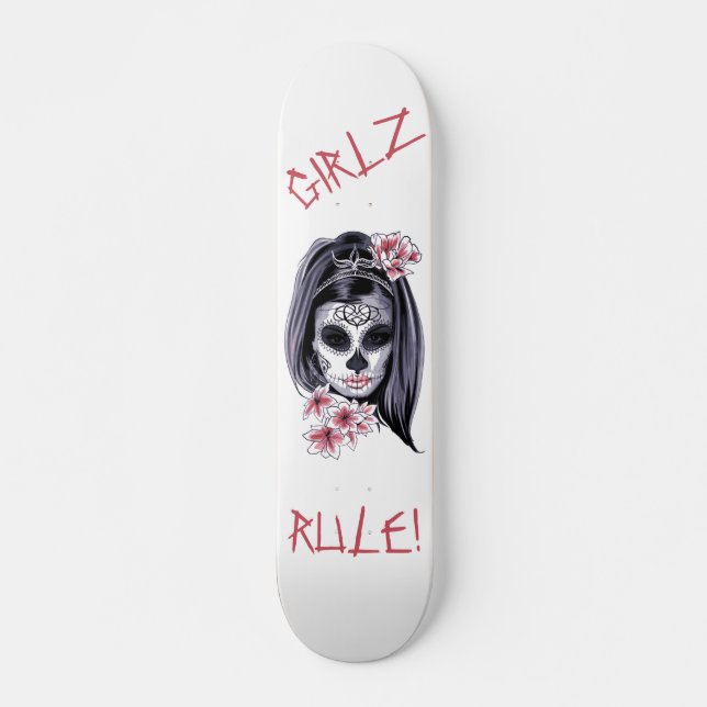 Skate GIRLZ RULE Sugar Skull Day of the Dead (Frente)
