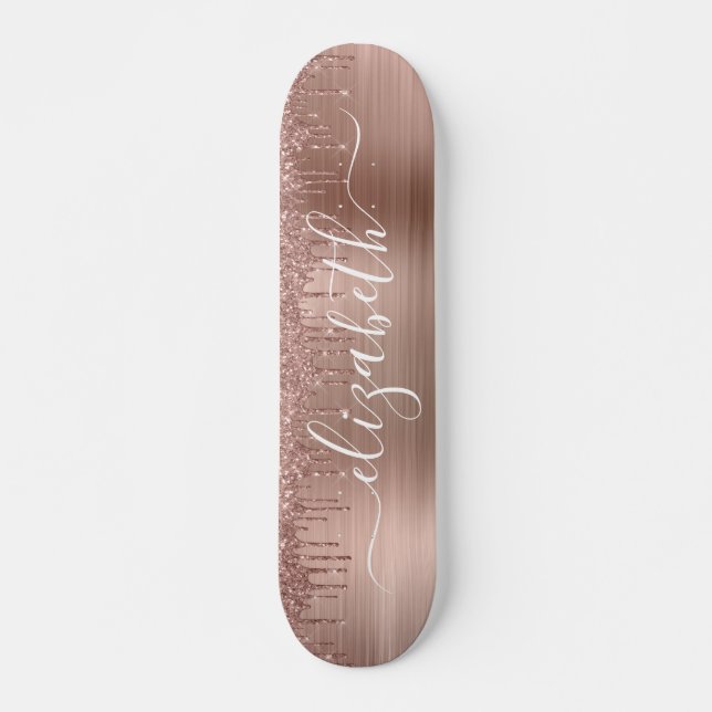 Skate Glitter de Discagem Dourada de rosa Personalizado (Frente)