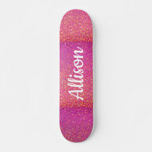 Skate Glitter Minigráfico Rosa, Girassol, Personalizado