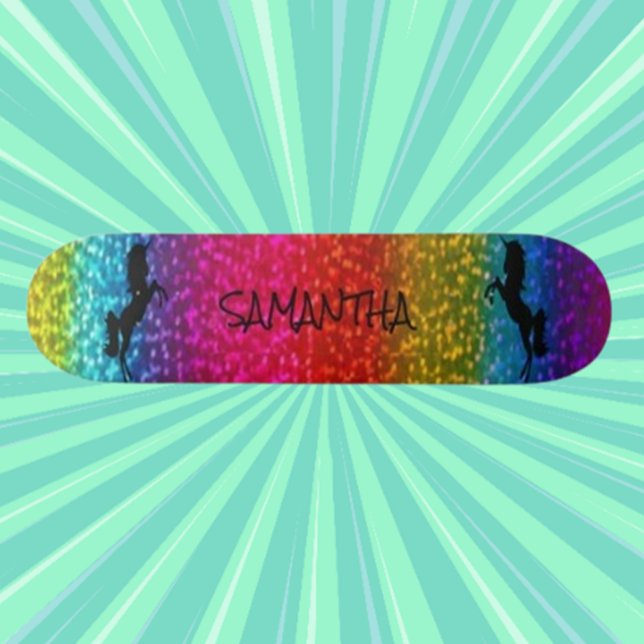Skate Glitter Unicorn (Pastel Glitter Skateboard )