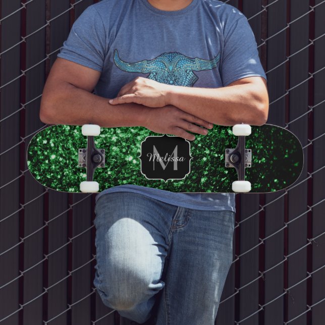 Skate Glitter verde escuro brilha monograma (Ao ar livre 3)