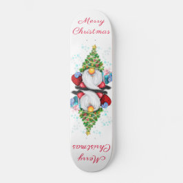 Skate Gnomo Fofo com Chapéu de Árvore de Natal e Present