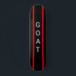 skate "GOAT", preto e vermelho, personalizável<br><div class="desc">skate com a sigla "GOAT" para "Maior de todos os tempos" preto e vermelho com striping</div>