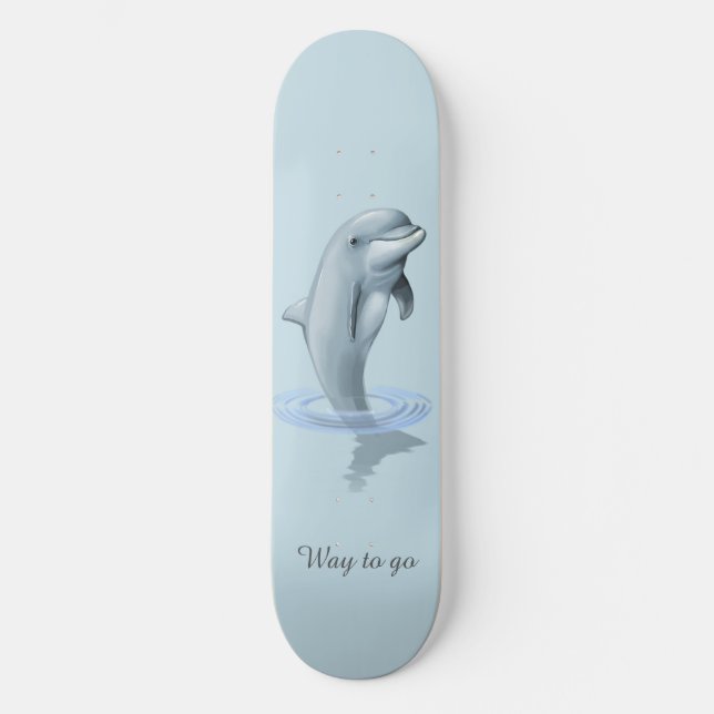 Skate Golfinho Moderno Chic e Letra em Azul Claro (Frente)